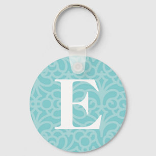 Ornate Floral Monogram - Letter E Keychain