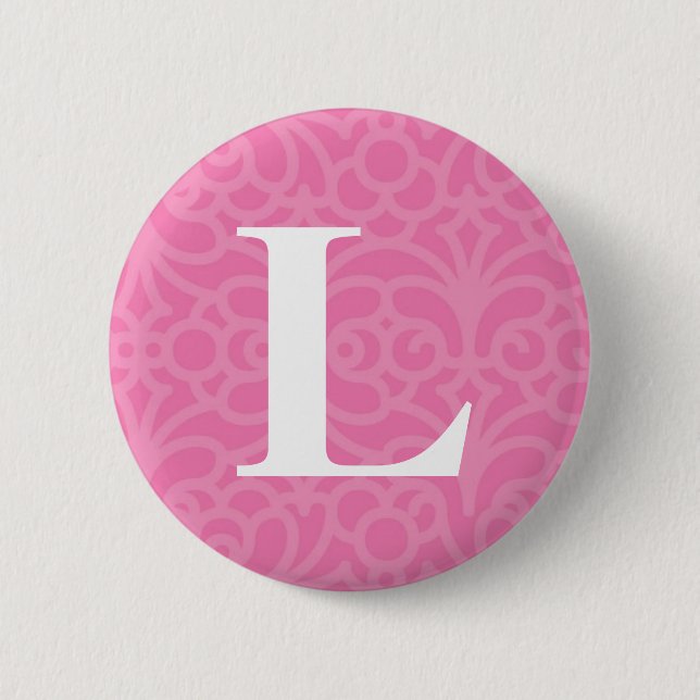 Ornate Floral Monogram - Letter L 2 Inch Round Button (Front)