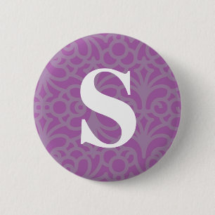 Ornate Floral Monogram - Letter S 2 Inch Round Button