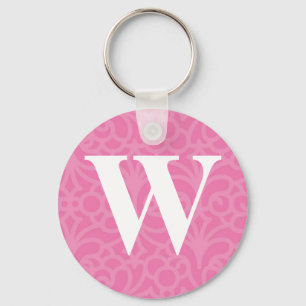 Ornate Floral Monogram - Letter W Keychain