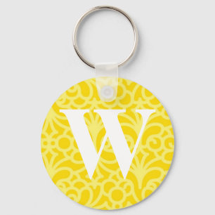 Ornate Floral Monogram - Letter W Keychain