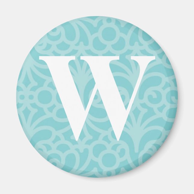 Ornate Floral Monogram - Letter W Magnet (Front)