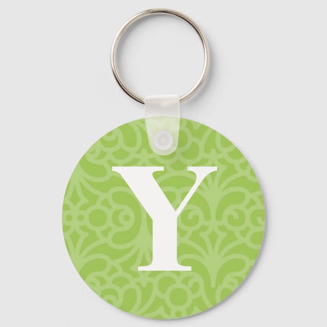 Ornate Floral Monogram - Letter Y Keychain (Front)