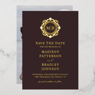 Ornate Floral Monogram Photo Wedding Save The Date