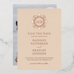 Ornate Floral Monogram Photo Wedding Save The Date