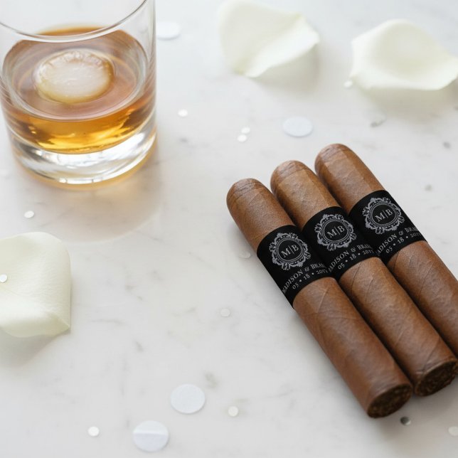 Ornate Floral Monogram Wedding Cigar Band Label (Creator Uploaded)