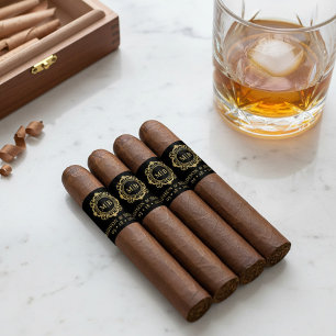 Ornate Floral Monogram Wedding Cigar Band Label