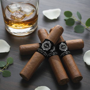 Ornate Floral Monogram Wedding Cigar Band Label
