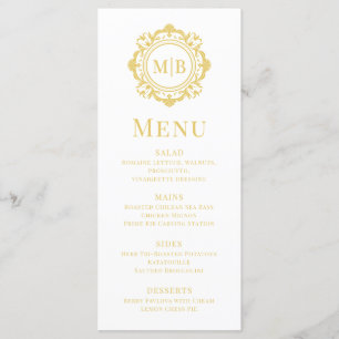 Ornate Floral Monogram Wedding Elegant Gold  Menu