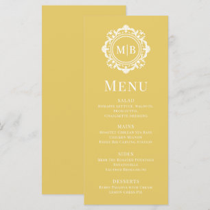 Ornate Floral Monogram Wedding Elegant Gold Menu