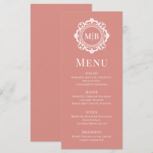 Ornate Floral Monogram Wedding Elegant Rose Gold Menu