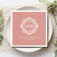 Ornate Floral Monogram Wedding Elegant Rose Gold