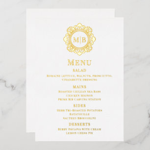Ornate Floral Monogram Wedding Menu