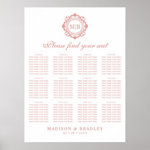 Ornate Floral Monogram Wedding Seating Chart