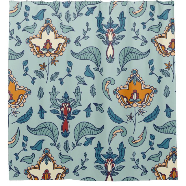 Ornate floral pattern on a pale blue background (Front)
