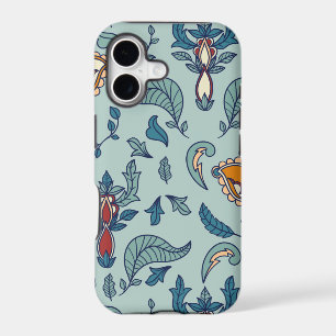 Ornate floral pattern on a pale blue background