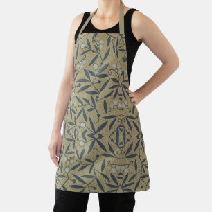 Ornate floral pattern with dark blue vines  apron