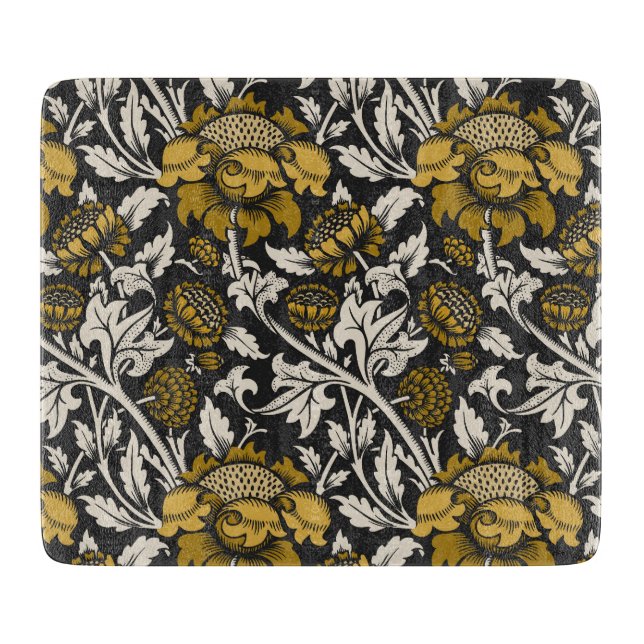 Ornate floral pattern with large gold flowers  cutting board (Front)