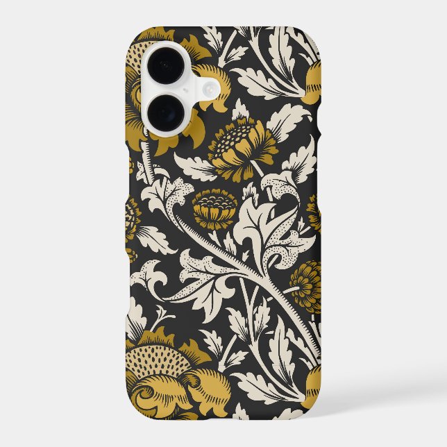 Ornate floral pattern with large gold flowers  iPhone case (Back)