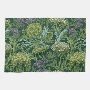 Ornate floral pattern with large gold flowers kitchen towel