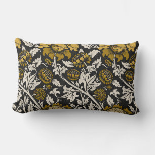 Ornate floral pattern with large gold flowers  lumbar pillow