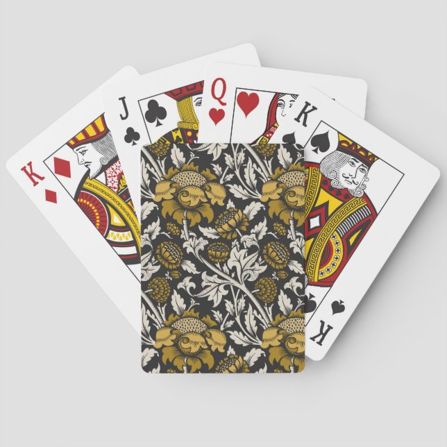 Ornate floral pattern with large gold flowers  playing cards (Back)