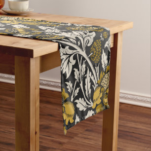 Ornate floral pattern with large gold flowers  short table runner