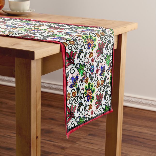 Ornate floral short table runner (In Situ)