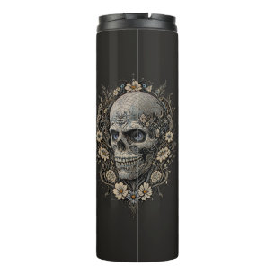 Ornate Floral Skull Victorian Gothic Art Nouveau Thermal Tumbler