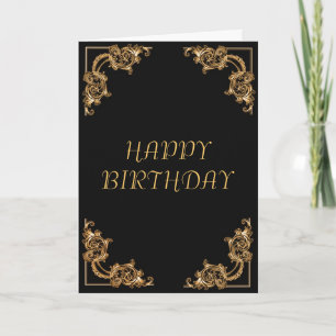 Ornate floral  swirl damask happy birthday card