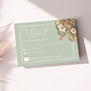 Ornate Floral Wedding Invitation RSVP Card
