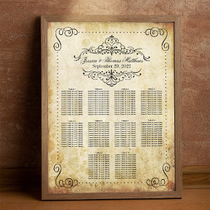 Ornate Flourish Vintage Wedding Seating Chart