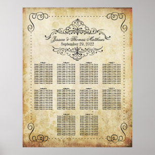 Ornate Flourish Vintage Wedding Seating Chart