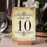 Ornate Flourish Vintage Wedding Table Number Cards<br><div class="desc">Celebrate in style with these vintage style wedding table number cards. The design is easy to personalize with your own wording and your family and friends will be thrilled when they see this fabulous table numbers. Matching items can be found in the collection. *** HOW TO ORDER *** Please customize...</div>