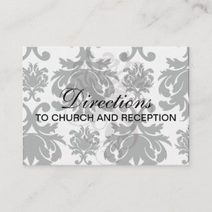 ornate formal black white damask enclosure card