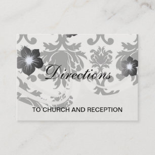 ornate formal black white damask enclosure card