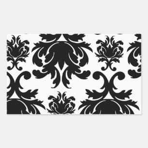 ornate formal black white damask sticker
