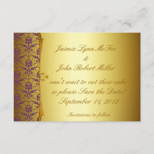 Ornate Formal Purple Gold Save the Date Cards