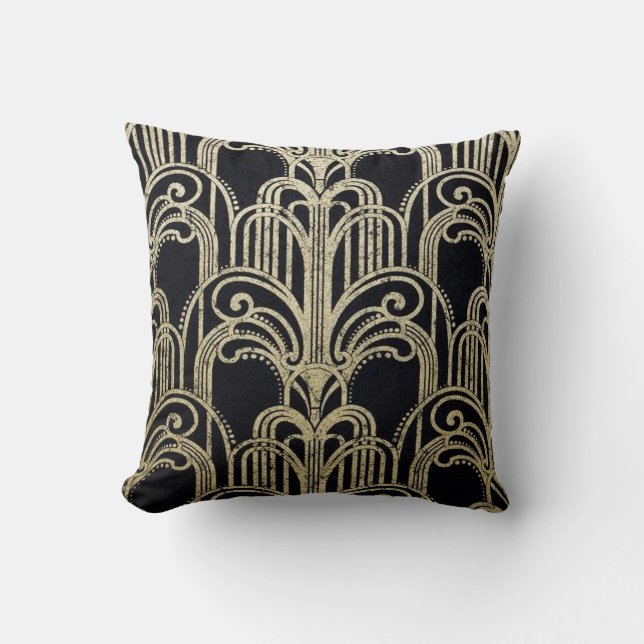 Ornate Fountain Design Art Deco Throw Pillow (Front)
