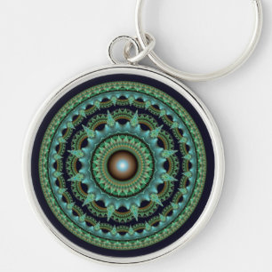 Ornate fractal star mandala keychain
