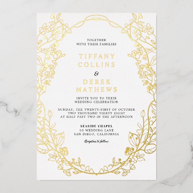 Ornate Frame Elegant Wedding Gold (Front)