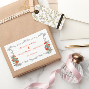 Ornate Frame & Floral Wedding Sticker