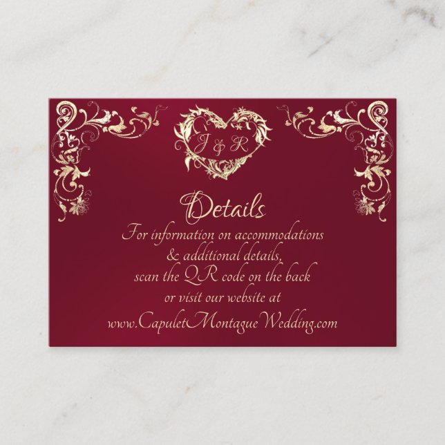Ornate Frame & Heart - Burgundy Enclosure Card (Front)