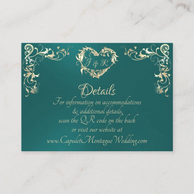 Ornate Frame & Heart - Teal Enclosure Card (Front)