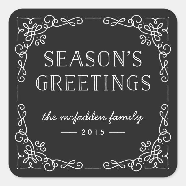 Ornate Frame Holiday Sticker - Onyx (Front)