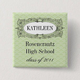 Ornate Frame Sage Green Graduation 2 Inch Square Button