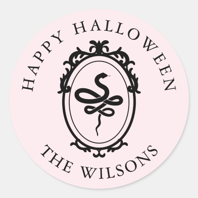 Ornate Frame Snake Halloween Round Stickers (Front)