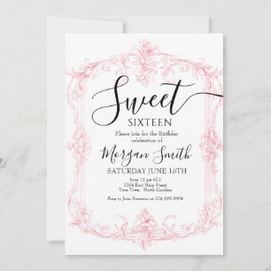 Ornate Frame Sweet Sixteen Birthday Invitation