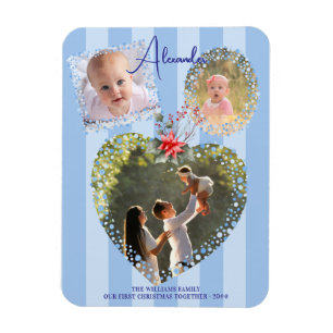 Ornate Frames 3 Photo 1st Christmas Milestone CARD Magnet