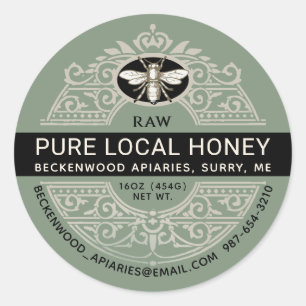Ornate French Honey Label with Heraldic Bee Sage